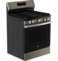 GE - 30 in. Wide 5 Burners 5.3 Cu. Ft. Freestanding Gas Range with Self-Clean and Steam Cleaning ... - Left View