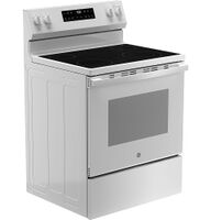 GE - 30 in. Wide 4 Elements 5.3 Cu. Ft. Freestanding Electric Range with Self-Clean and Steam Cle... - Left View