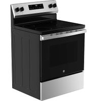 GE - 30 in. Wide 4 Elements 5.3 Cu. Ft. Freestanding Electric Range with Steam Cleaning and Radia... - Left View