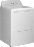 GE - 6.2 Cu. Ft. Electric Dryer with Shallow Depth Design - White with Silver Matte - Left View