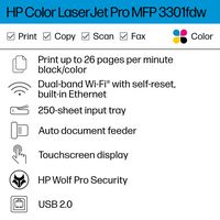 HP - LaserJet Pro MFP 3301fdw Wireless Color All-in-One Laser Printer - White & Slate - Left View