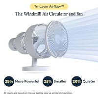 Windmill - Smart Whisper-Quiet Air Circulator and Fan with 5 speeds and Remote - Black - Left View