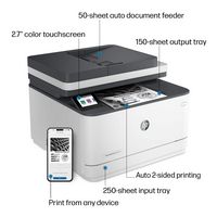 HP - LaserJet Pro MFP 3101sdw Wireless Black-and-White All-in-One Laser Printer - White - Left View