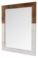 TRINITY - DRAKESTONE | 24x31 Two Toned Farmhouse Vanity Mirror | White Wash and Walnut - White Wa... - Left View