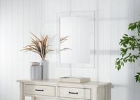 TRINITY - DRAKESTONE | 24x31 Farmhouse Vanity Mirror | White Wash - White Wash - Left View