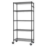 TRINITY - 5-Tier | 36x18x72 | Commercial Wire Shelving | NSF | w/ Sidebar & Wheels | - Black - Left View