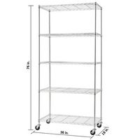 TRINITY - BASICS EcoStorage 5-Tier | 36x18x72 | Wire Shelving | NSF | w/ Wheels | - Chrome - Left View