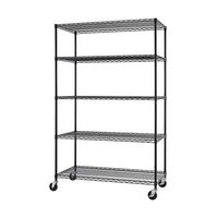 TRINITY - 5-Tier | 48x24x72 | Commercial Wire Shelving | NSF | w/ Wheels | - Black - Left View