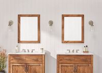 TRINITY - DRAKESTONE | 24x31 Farmhouse Vanity Mirror | 2-Pack | Walnut - Walnut - Left View