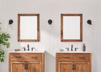 TRINITY - DRAKESTONE | 24x31 Farmhouse Vanity Mirror w/ Clavos | 2-Pack | Walnut - Walnut - Left View