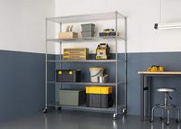 TRINITY - BASICS EcoStorage 5-Tier | 60x24x72 | Wire Shelving | NSF | w/ Wheels | - Chrome - Left View