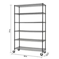 TRINITY - BASICS 6-Tier | 48x18x72 | Wire Shelving | NSF | w/ Wheels | - Black - Left View