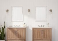 TRINITY - DRAKESTONE | 24x31 Farmhouse Vanity Mirror | 2-Pack | White Wash - White Wash - Left View