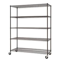 TRINITY - BASICS 5-Tier |60x24x72| Wire Shelving | NSF | w/ Wheels | - Black - Left View