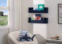TRINITY - DRAKESTONE | Floating Book + Photo Display Shelf | 2-Pack | - Navy - Left View