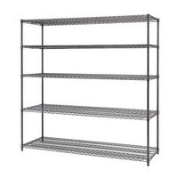 TRINITY PRO 5-Tier | 72x24x72 | Industrial Wire Shelving | NSF | - Black Anthracite® - Left View