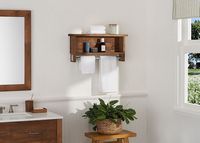 TRINITY - DRAKESTONE | Towel Bar w/ Shelves | - Walnut - Left View