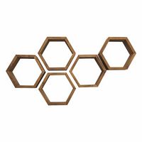 TRINITY - DRAKESTONE | Hexagon Shelves | 5-Pack | - Walnut - Left View