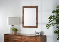 TRINITY - DRAKESTONE | 24x31 Farmhouse Vanity Mirror w/ Clavos | Walnut - Walnut - Left View