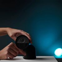 Philips - Hue Desktop Wired Security Camera w/Stand - Black - Left View