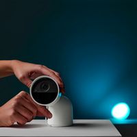 Philips - Hue Wired Security Camera with Desktop Stand - White - Left View