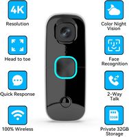 Swann - Buddy 4K UHD Wireless Video Doorbell & Chime, No Monthly Fee, Ultra-Wide 165° View, 2-Way... - Left View