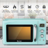 Costway - 0.9Cu.ft. Retro Countertop Compact Microwave Oven 900W 8 Cooking Settings - Green - Left View