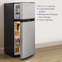 Insignia™ - 4.3 Cu. Ft. Mini Fridge with Top Freezer and ENERGY STAR Certification - Stainless Steel - Left View