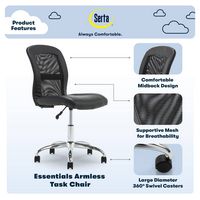 Serta - Essentials Mesh Task Office Chair - Jet Black - Left View