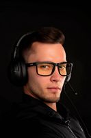 GUNNAR - Intercept  Computer Glasses with Blue Light Reduction , Amber Lenses - Onyx - Left View