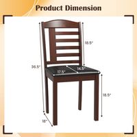 Costway Dining Chair Set of 2 with Faux Leather Upholstered Seat & Rubber Wood Frame - Oak + Brown - Left View
