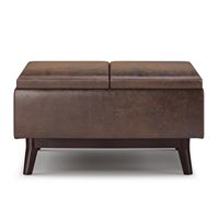 Simpli Home - Owen Tray Top Small Coffee Table Storage Ottoman - Distressed Chestnut Brown - Left View