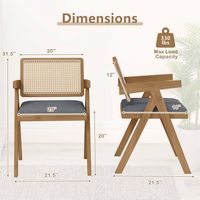 Costway Set of 2 Rattan Accent Chairs Leathaire Dining Chairs Modern Living Room Chairs - Gray + ... - Left View