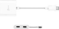 j5create - Male USB-C to Female Dual USB-C Adapter with Video or Power Delivery - White - Left View