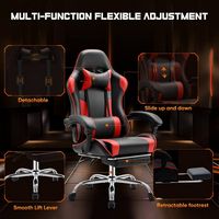 Bestier - Gaming Chair - PU Leather Fixed up Armrest Lumbar Support Ergonomic Reclining PC Chair ... - Left View