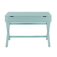 Linon Home Décor - Penrose Campaign-Style Lift-Top Desk - Pastel Turquoise - Left View