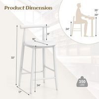 Costway Bar Chair Counter Height Stools Set of 2 with Acacia Wood Frame Supporting Legs - White - Left View