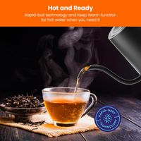 Chefman - Electric 0.8L Gooseneck Kettle with 5 Preset Temperatures, Keep Warm Function - Black - Left View