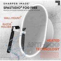 Sharper Image - SpaStudio® Fog Free Heated Shower Mirror with Razor Holder - White - Left View