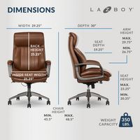La-Z-Boy - Nova Executive Vegan Leather Office Chair with Air Lumbar Technology - Cognac - Left View
