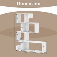 Costway - 1 PCS S-shaped Bookshelf Freestanding Stepped Etagere Bookcase with Anti-tipping Kits -... - Left View