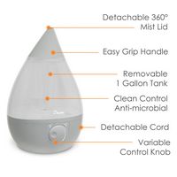 CRANE - 1 Gal. Drop Ultrasonic Cool Mist Humidifier - Grey - Left View