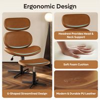 Bestier - Modern Armless Ergonomic Rocking Lounge Chair 360° Swivel Accent Chair with Ottoman PU ... - Left View