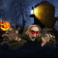 Costway - Halloween Groundbreaker Voice Activated Climbing Zombie w/ Light up Eyes & Creepy Sound... - Left View