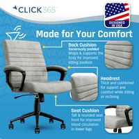 Click365 - Transform 3.0 Extra Comfort Ergonomic Mid-Back Desk Chair - Gray - Left View