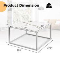Costway Coffee Table Modern Rectangular Coffee Table Metal Frame For Living Room - White - Left View