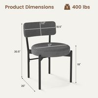Costway Dining Chair Set of 4 with Curved Backrest Padded Seat & Metal Legs for Dining Room - Gray - Left View