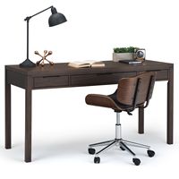 Simpli Home - Hollander solid wood Contemporary 60 inch Wide Desk - Warm Walnut Brown - Left View