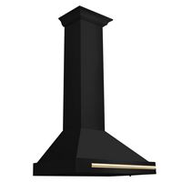 ZLINE - 30 inches - Convertible & Externally Vented - Wall Range Hood - Black stainless steel - Left View