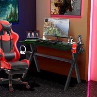 Costway - Gaming Desk with Cup Holder - Black - Left View